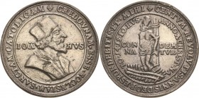 Reformation-Ereignisse und Jubiläen
 Silbergussmedaille o.J. (18. Jh.) (unsigniert) Hus-Taler. Brustbild nach rechts / Hus mit hoher Ketzermütze auf ...