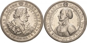 Reformation-Ereignisse und Jubiläen
 Silbermedaille 1717 (Wermuth) 200 Jahre Reformation. Brustbild Luthers nach rechts / Brustbild Katharina von Bor...