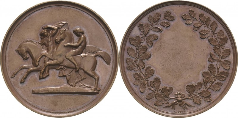 Tiere/Tierzucht
Pferde Bronzemedaille o.J. (Loos) Preismedaille. Zwei Reiter na...