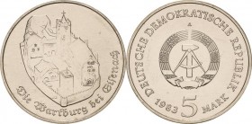 Kursmünzen
 5 Mark 1983. Wartburg Jaeger 1586 Prägefrisch