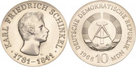 Gedenkmünzen
 10 MDN 1966 Schinkel Jaeger 1517 Fast Stempelglanz