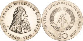 Gedenkmünzen
 20 MDN 1966. Leibniz Jaeger 1518 Vorzüglich-prägefrisch