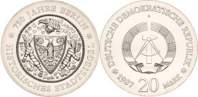 Gedenkmünzen
 20 Mark 1987. Stadtsiegel Jaeger 1617 Stempelglanz