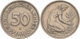 Kursmünzen
 50 Pfennig 1950 G BANK DEUTSCHER LÄNDER Jaeger 379 Sehr schön