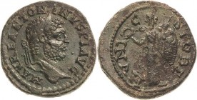 Kaiserzeit
Caracalla 198-217 Bronze, Stoboi/Macedonia Kopf mit Lorbeerkranz nach rechts, M AVRE ANTONINVS PI AVG / Victoria steht nach links, MVNICIP...