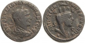 Kaiserzeit
Philippus I. (Arabs) 244-249 Bronze 247/249, Antiochia ad Orontem/Syria Brustbild mit Lorbeerkranz nach rechts / Brustbild der Stadtgotthe...