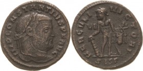 Kaiserzeit
Constantius I. Chlorus 293-306 Follis 305/306, Siscia Kopf mit Lorbeerkranz nach rechts, IMP C CONSTANTIVS P F AVG / Hercules steht mit Ke...