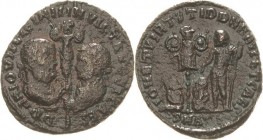 Kaiserzeit
Licinius I. und Licinius II. 317-324 Follis 320/321, Antiochia Die Brustbilder der beiden Licinii einander gegenüber, dazwischen Tropaion,...