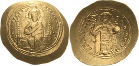 Constantinus X. Ducas 1059-1067 Histamenon 1059/1067, Konstantinopel Thronender Christus von vorn, IAS XIS REX RECNANTInm / Kaiser steht von vorn mit ...