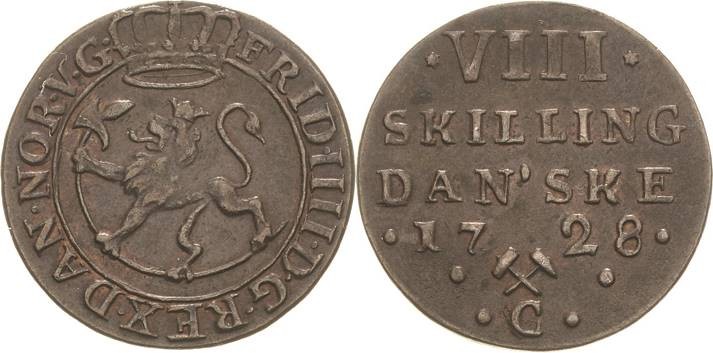 Dänemark
Frederik IV. 1699-1730 Bronzeabschlag des 8 Skilling 1728, C-Königsber...