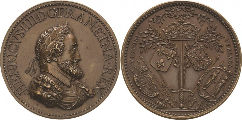 Frankreich
Heinrich IV. 1589-1610 Bronzemedaille o.J. (spätere Prägung um 1880)...