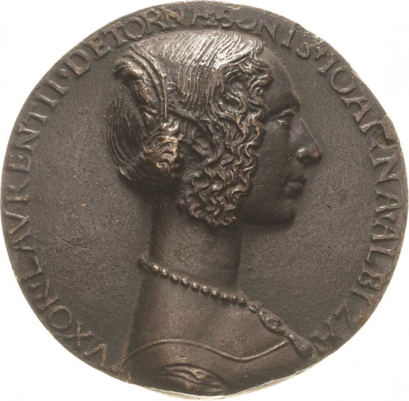 Italien-Florenz
Lorenzo de Medici 1448-1492 Einseitige geschwärzte Bronzegussme...