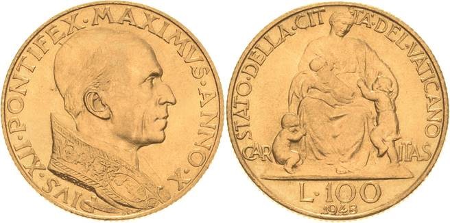 Italien-Kirchenstaat/Vatikanstadt
Pius XII. 1939-1958 100 Lire 1943, Rom Monten...