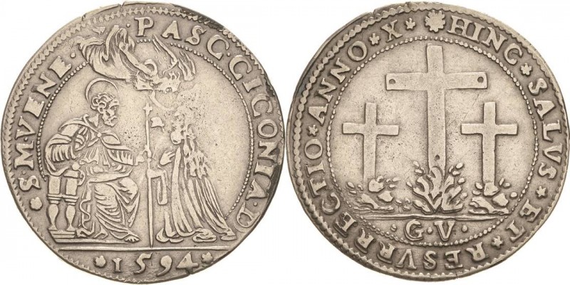 Italien-Venedig
Pasquale Cicogna 1585-1595 Osella 1594, GV Paolucci 77 Gamberin...