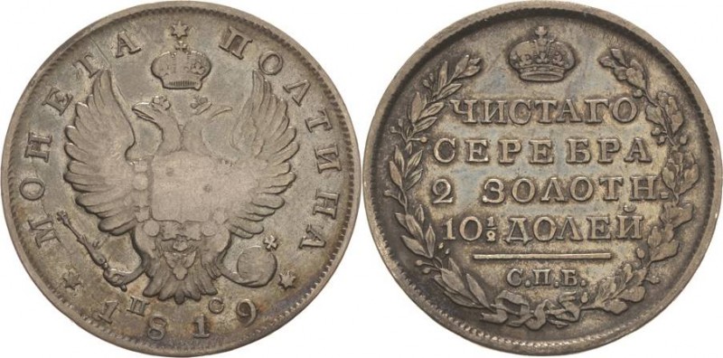 Russland
Alexander I. 1801-1825 Poltina (1/2 Rubel) 1819, SPB/PS-St. Petersburg...