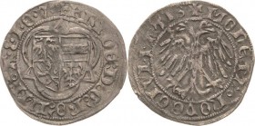 Habsburg
Friedrich III. als Herzog Friedrich V. 1424 - 1493 Kreuzer (Vierer) o.J. Wr. Neustadt Gevierter Schild (Doppeladler-Bindenschild-Panther-ein...