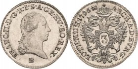 Habsburg
Franz II.(I.) 1792-1806 3 Kreuzer 1796, B-Kremnitz Jaeger 105 Prachtexemplar. Stempelglanz