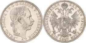 Kaiserreich Österreich
Franz Joseph I. 1848-1916 Taler 1867, A-Wien Jaeger 316 Davenport 26 Kahnt 353 Leicht berieben, vorzüglich-prägefrisch