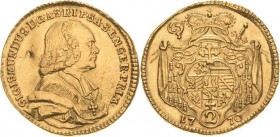 Geistlichkeiten - Salzburg
Sigismund III. von Schrattenbach 1753-1771 Doppeldukat 1770. Zöttl 2900 Probszt 2240 Friedberg 871 GOLD. 6.92 g. Avers kl....