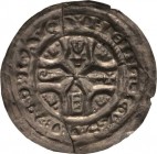 Pegau, Abtei
Heinrich I. 1150-1168 Brakteat Krükenkreuz nach Pegauer Art, in den Winkeln Kopf, Kreuzstab, Buch, Krummstab sowie in den Krükenbögen je...