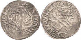 Sachsen, Haus Wettin, Groschenzeit
Kurfürst Friedrich II. von Sachsen, der Sanftmütige 1428-1464 Neuer Schockgroschen (1454/1457), beidseitig Lilie-L...