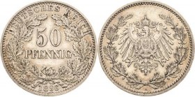 Kleinmünzen
 50 Pfennig 1896 A Jaeger 15 Fast vorzüglich
