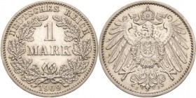 Kleinmünzen
 1 Mark 1909 J Jaeger 17 Selten. Sehr schön-vorzüglich