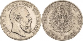 Hessen
Ludwig IV. 1877-1892 2 Mark 1888 A Jaeger 68 Selten. Schön-sehr schön