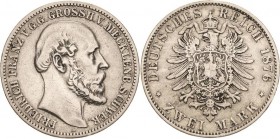 Mecklenburg-Schwerin
Friedrich Franz II. 1842-1883 2 Mark 1876 A Jaeger 84 Sehr schön