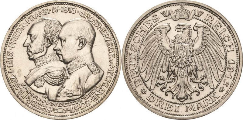 Mecklenburg-Schwerin
Friedrich Franz IV. 1897-1918 3 Mark 1915 A Jahrhundertfei...