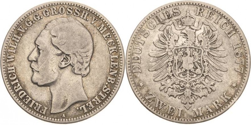 Mecklenburg-Strelitz
Friedrich Wilhelm 1860-1904 2 Mark 1877 A Jaeger 90 Schön-...