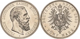 Preußen
Friedrich III. 1888 5 Mark 1888 A Jaeger 99 Vom polierten Stempel. Kl. Kratzer, vorzüglich-Stempelglanz