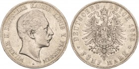 Preußen
Wilhelm II. 1888-1918 5 Mark 1888 A Jaeger 101 Randfehler, sehr schön