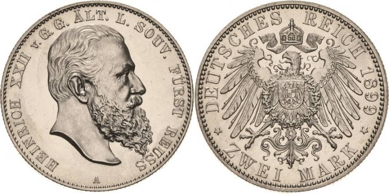 Reuss-Ältere Linie
Heinrich XXII. 1859-1902 2 Mark 1899 A Jaeger 118 Vom Erstab...