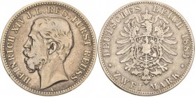 Reuss-Jüngere Linie
Heinrich XIV. 1867-1913 2 Mark 1884 A Jaeger 120 Schön-sehr schön
