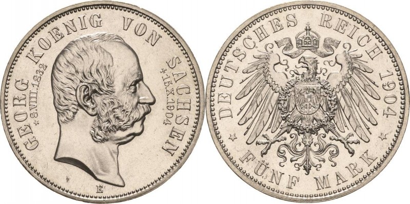 Sachsen
Georg 1902-1904 5 Mark 1904 E Auf seinen Tod Jaeger 133 Vorzüglich-Stem...