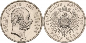 Sachsen
Georg 1902-1904 5 Mark 1904 E Auf seinen Tod Jaeger 133 Vorzüglich-Stempelglanz/Stempelglanz