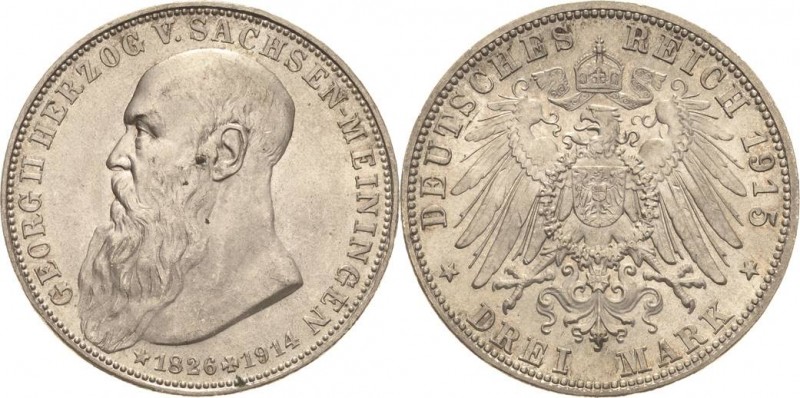 Sachsen-Meiningen
Georg II. 1866-1914 3 Mark 1915 (D) Auf seinen Tod Jaeger 155...