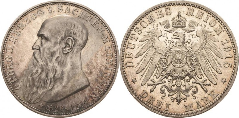 Sachsen-Meiningen
Georg II. 1866-1914 3 Mark 1915 (D) Auf seinen Tod Jaeger 155...