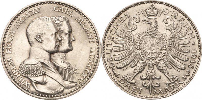 Sachsen-Weimar-Eisenach
Wilhelm Ernst 1901-1918 3 Mark 1915 A Jahrhundertfeier ...