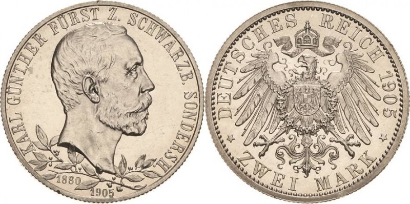 Schwarzburg-Sondershausen
Karl Günther 1880-1909 2 Mark 1905 (A) Regierungsjubi...