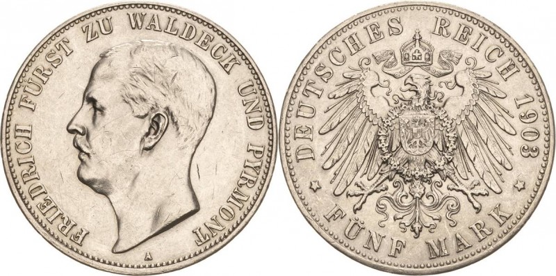 Waldeck-Pyrmont
Friedrich Adolf 1893-1918 5 Mark 1903 A Jaeger 171 Avers Kratze...