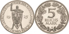 Gedenkausgaben
 5 Reichsmark 1925 A Rheinlande Jaeger 322 Zaponiert, Polierte Platte