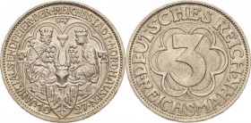 Gedenkausgaben
 3 Reichsmark 1927 A Nordhausen Jaeger 327 Vorzüglich-Stempelglanz