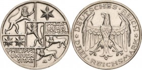 Gedenkausgaben
 3 Reichsmark 1927 A Marburg Jaeger 330 Fast vorzüglich