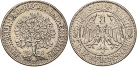 Gedenkausgaben
 5 Reichsmark 1928 E Eichbaum Jaeger 331 Rand leicht bearbeitet, sehr schön-vorzüglich