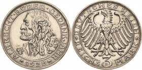 Gedenkausgaben
 3 Reichsmark 1928 D Dürer Jaeger 332 Leicht berieben, vorzüglich-prägefrisch
