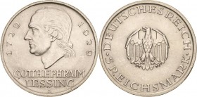 Gedenkausgaben
 5 Reichsmark 1929 A Lessing Jaeger 336 Vorzüglich-Stempelglanz