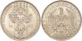 Gedenkausgaben
 5 Reichsmark 1929 E Meißen Jaeger 339 Kl. Kratzer, fast vorzüglich/fast Stempelglanz