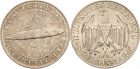 Gedenkausgaben
 5 Reichsmark 1930 A Zeppelin Jaeger 343 Vorzüglich-Stempelglanz